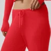 Pantalón ancho de talle medio «Unwind» de jerséu – Rojo brillante