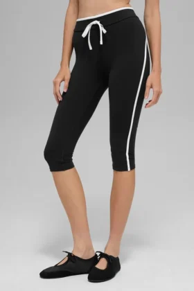 Pantalón capri de cintura alta Airbrush Race Pace - Negro/Blanco