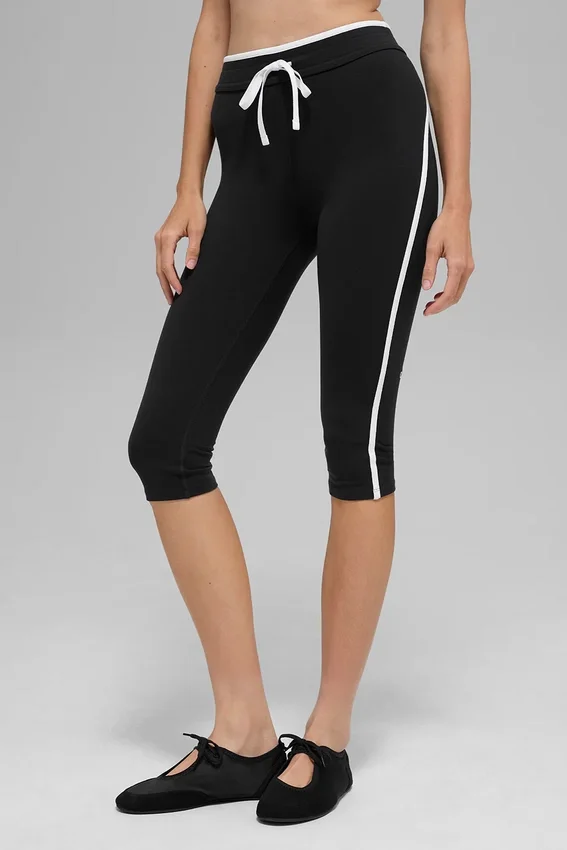 Pantalón capri de cintura alta Airbrush Race Pace - Negro/Blanco