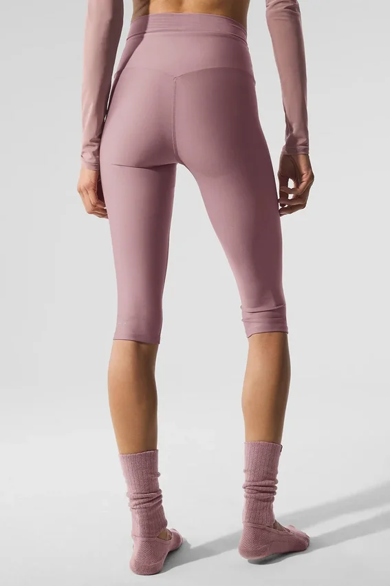 Pantalón capri de cintura High-Waist «Divine» con malla Airlift — Cuarzo ahumado