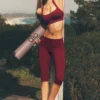 Pantalón capri de talle bajo con cinturilla doblada Alo Softsculpt - Rojo «Summer Romance»