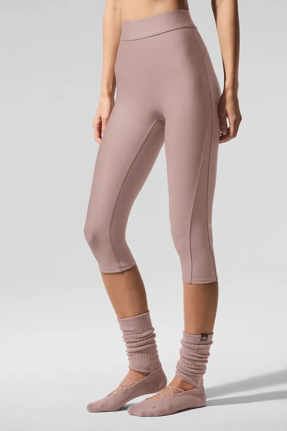 Pantalón capri High-Waist Airlift «Just Right» de malla - Gris topo