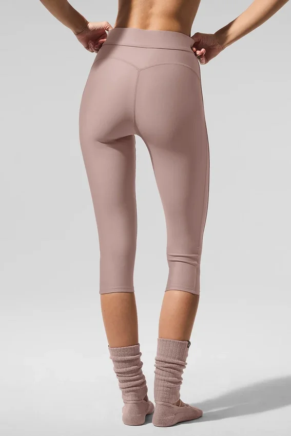 Pantalón capri High-Waist Airlift «Just Right» de malla - Gris topo