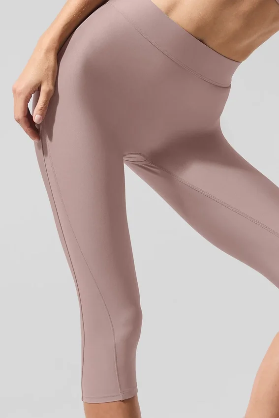 Pantalón capri High-Waist Airlift «Just Right» de malla - Gris topo