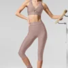 Pantalón capri High-Waist Airlift «Just Right» de malla - Gris topo