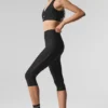 Pantalón capri High-Waist Airlift «Just Right» de malla — Negro