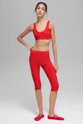 Pantalón capri High-Waist Alosoft «Iconic 90'S» — Rojo brillante