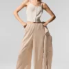 Pantalón cargo de pierna ancha «Linen Getaway» — Macadamia