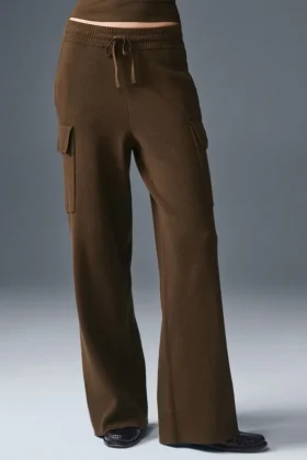 Pantalón cargo de punto High-Waist - Espresso