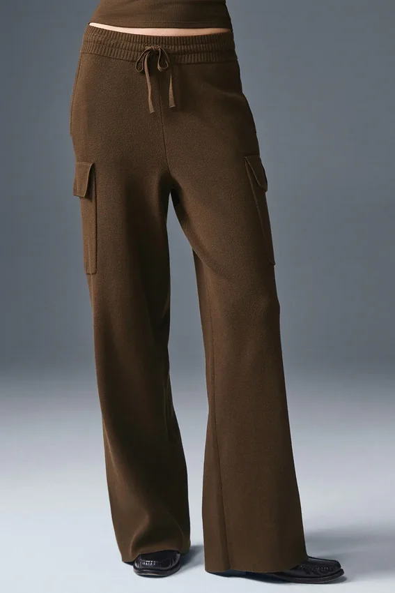 Pantalón cargo de punto High-Waist - Espresso