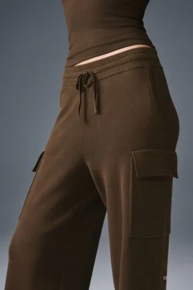 Pantalón cargo de punto High-Waist – Espresso