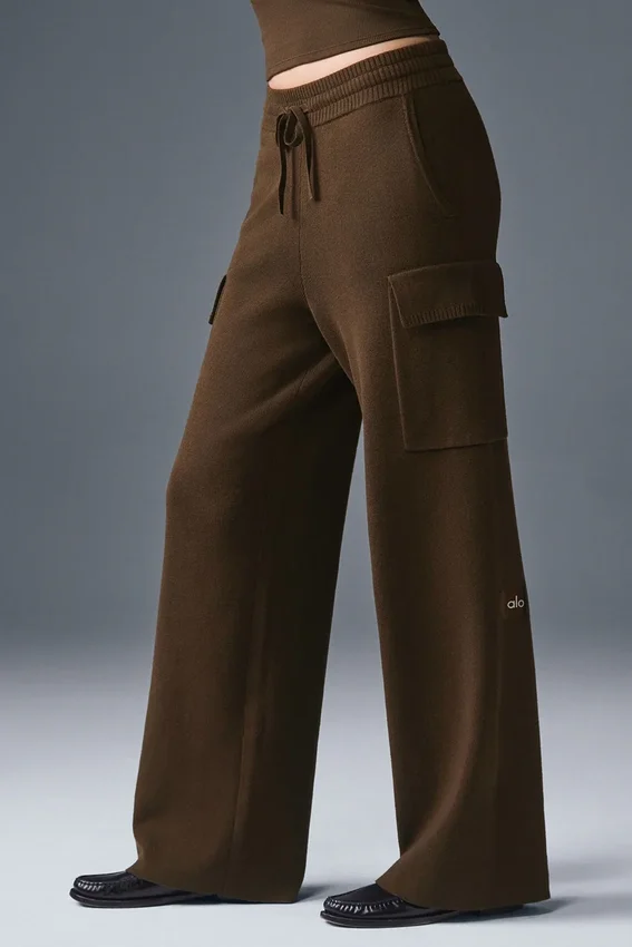 Pantalón cargo de punto High-Waist - Espresso