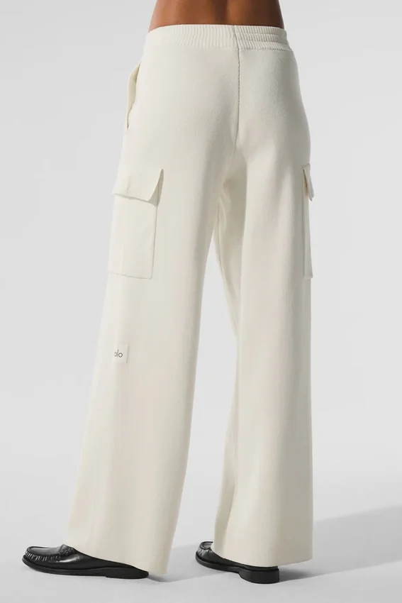 Pantalón cargo de punto High-Waist Scholar - Marfil