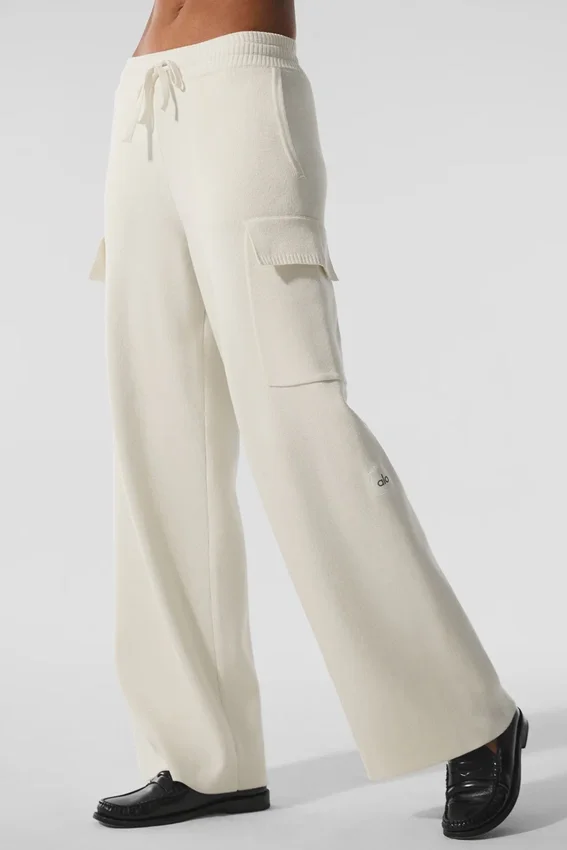 Pantalón cargo de punto High-Waist Scholar - Marfil