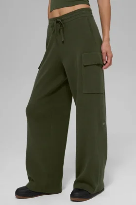 Pantalón cargo de punto High-Waist Scholar - Verde oliva