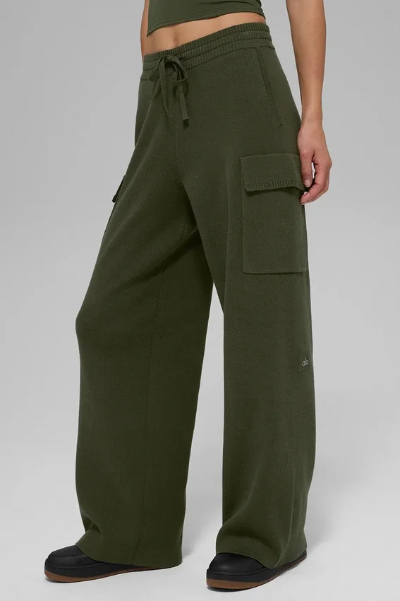 Pantalón cargo de punto High-Waist Scholar - Verde oliva