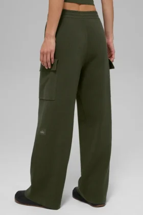 Pantalón cargo de punto High-Waist Scholar – Verde oliva