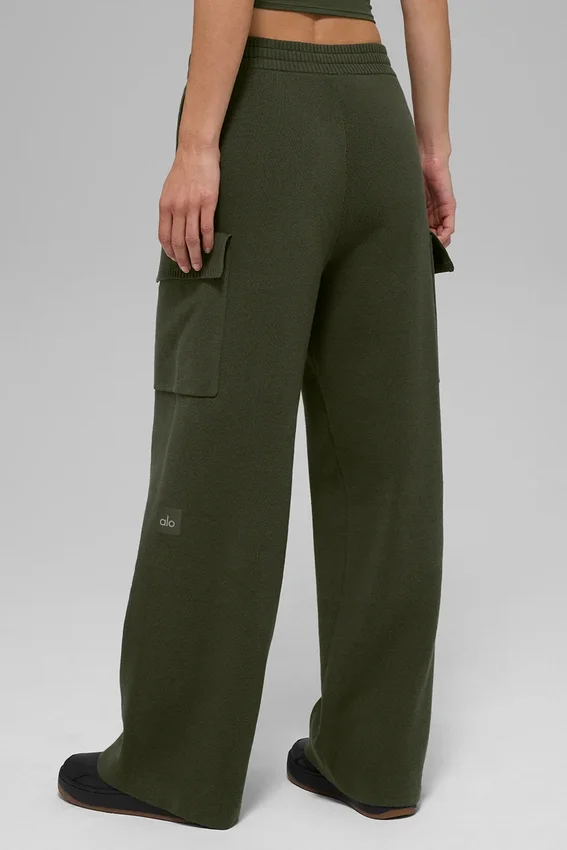 Pantalón cargo de punto High-Waist Scholar - Verde oliva