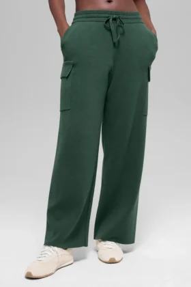 Pantalón cargo de punto High-Waist - Verde trébol