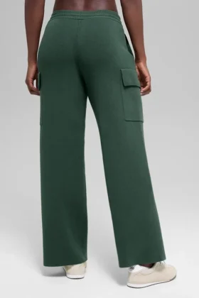 Pantalón cargo de punto High-Waist – Verde trébol
