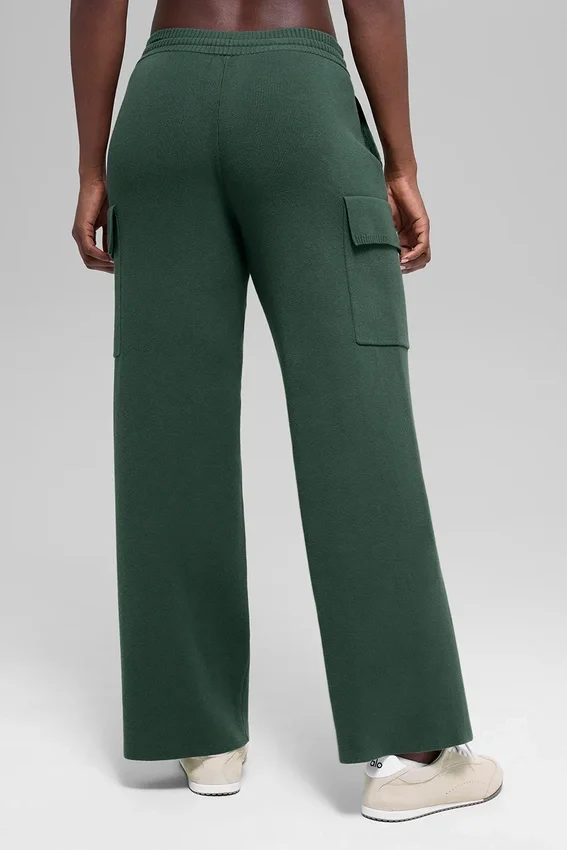 Pantalón cargo de punto High-Waist - Verde trébol
