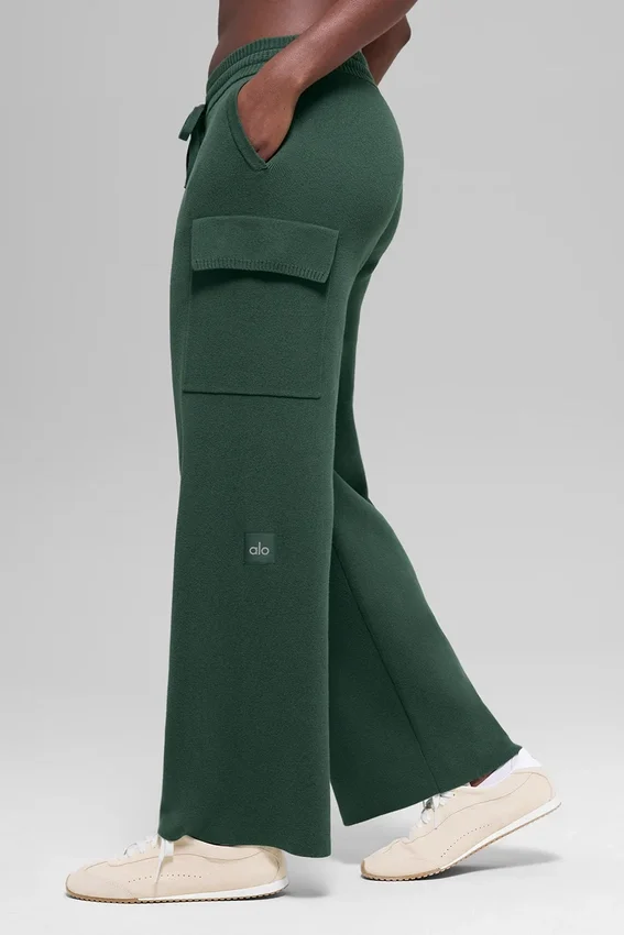 Pantalón cargo de punto High-Waist - Verde trébol