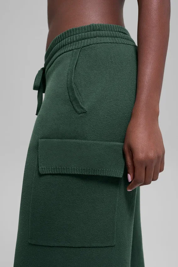 Pantalón cargo de punto High-Waist - Verde trébol