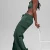 Pantalón cargo de punto High-Waist - Verde trébol