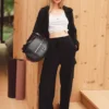 Pantalón cargo High-Waist de punto Scholar - Negro