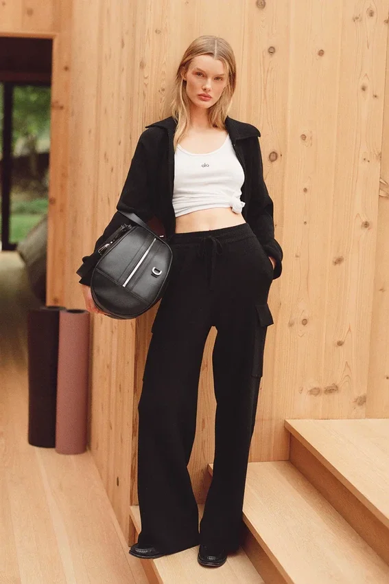 Pantalón cargo High-Waist de punto Scholar - Negro