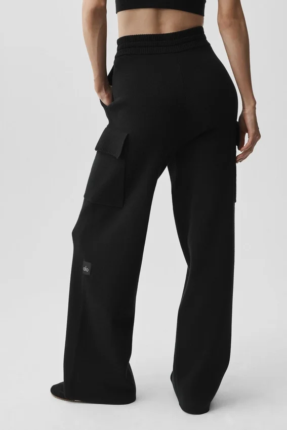 Pantalón cargo High-Waist de punto Scholar - Negro