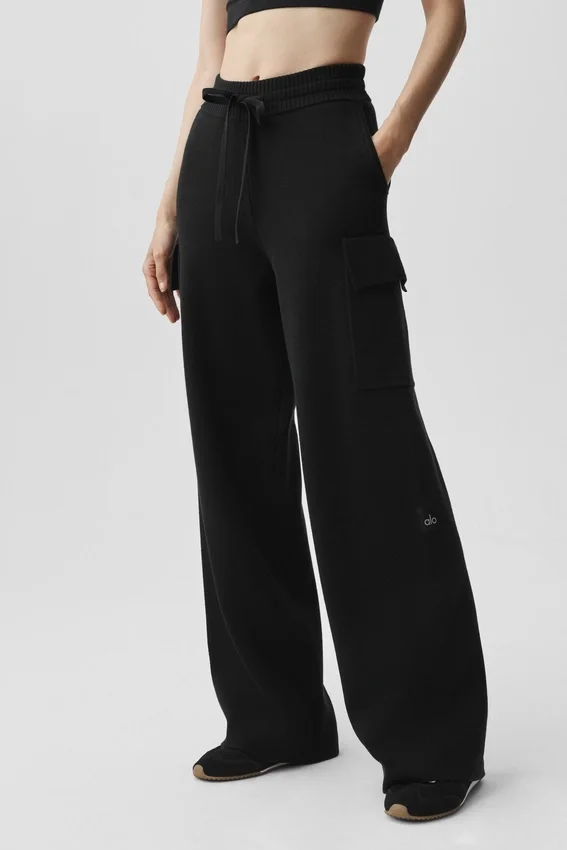 Pantalón cargo High-Waist de punto Scholar - Negro