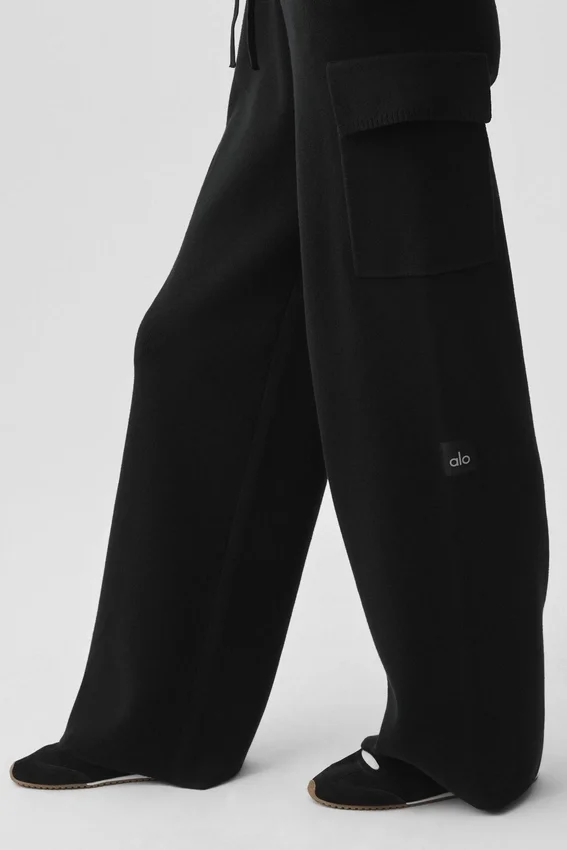 Pantalón cargo High-Waist de punto Scholar - Negro
