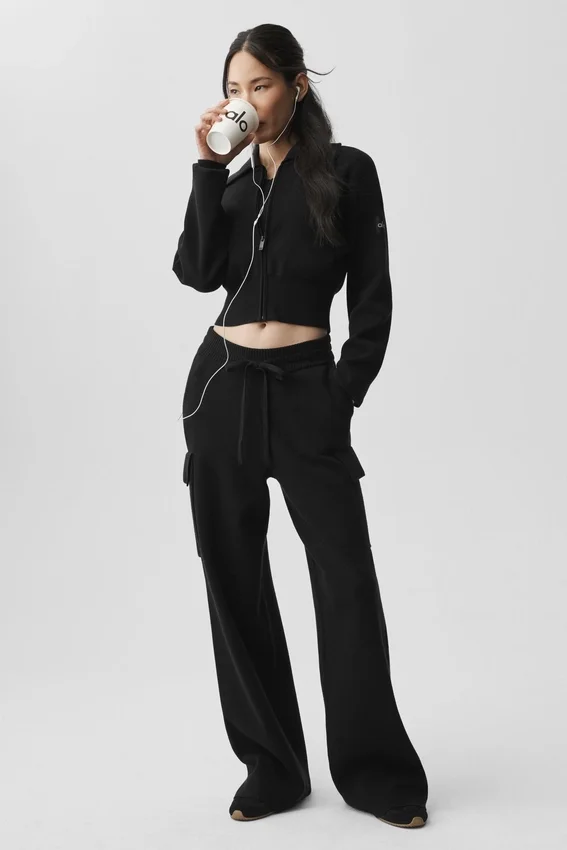 Pantalón cargo High-Waist de punto Scholar - Negro