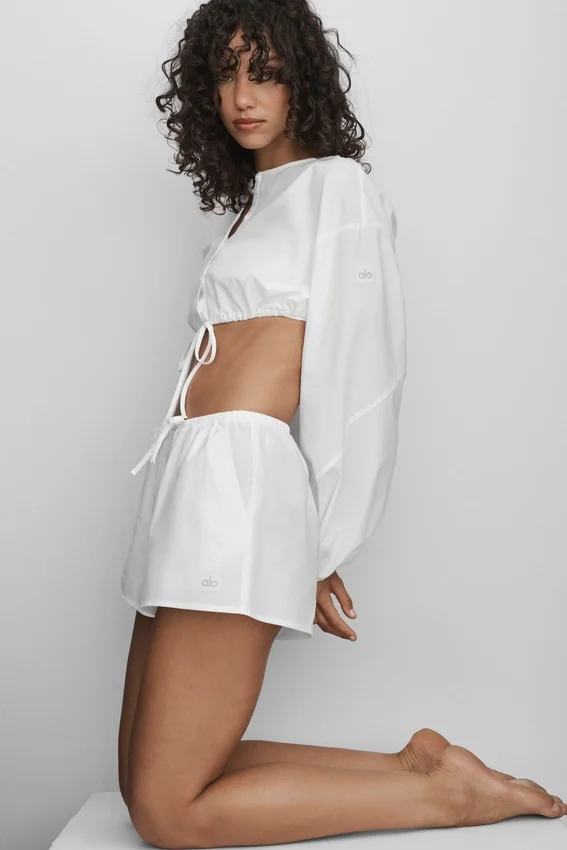 Pantalón corto de algodón High-Waist «Real Deal» - Blanco