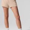 Pantalón corto de cachemira High-Waist con tejido de gofre mullido - Macadamia Blush