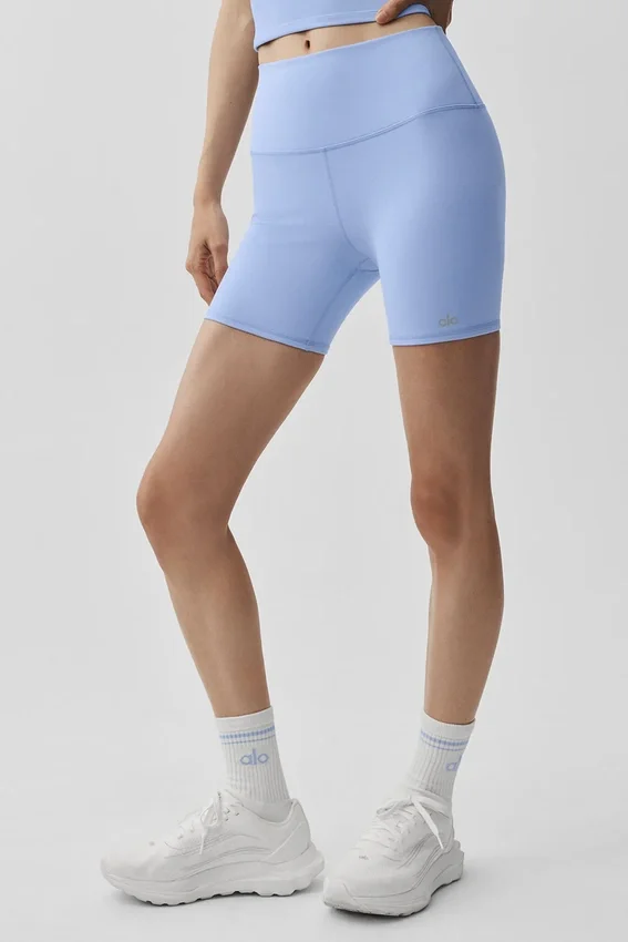 Pantalón corto de ciclista High-Waist Airbrush de 5" - Azul Provenza claro
