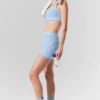 Pantalón corto de cintura alta «Heart Throb» de Alosoft de 4” - Azul concha jaspeado/Blanco