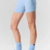 Pantalón corto de cintura alta «Heart Throb» de Alosoft de 4” - Azul concha jaspeado/Blanco