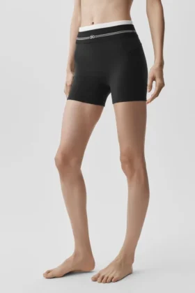 Pantalón corto de cintura alta High-Waist Airbrush «Better Together» - Negro/Blanco