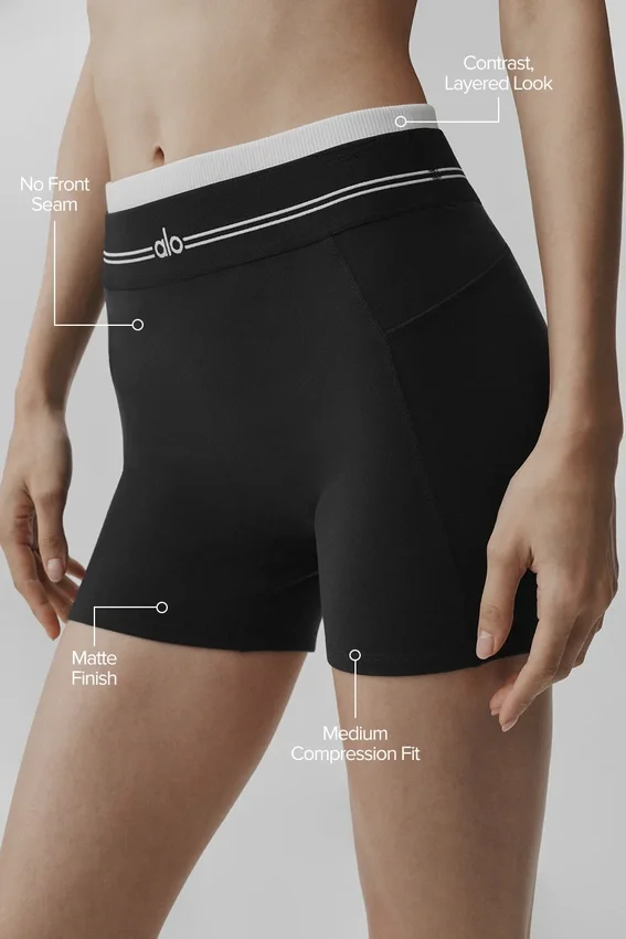 Pantalón corto de cintura alta High-Waist Airbrush «Better Together» - Negro/Blanco