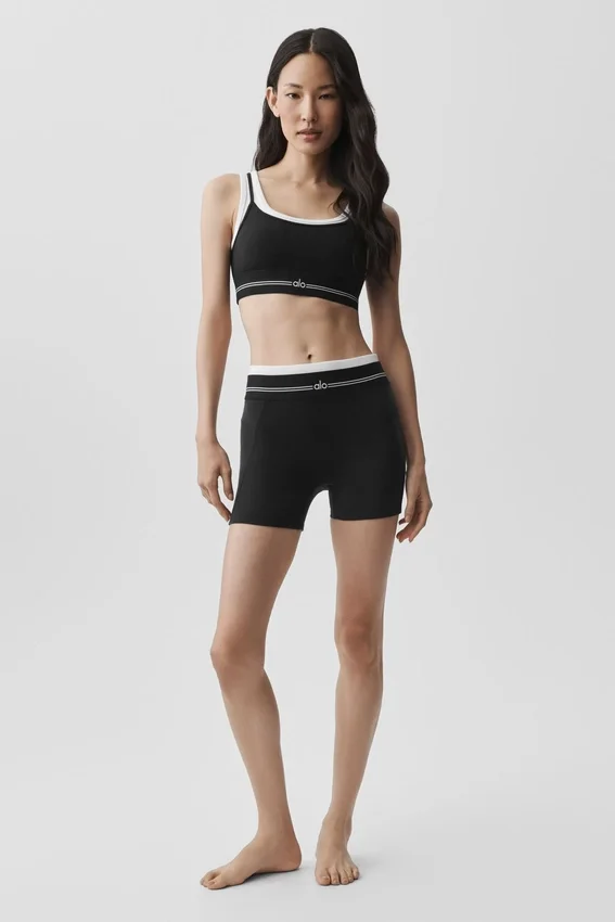 Pantalón corto de cintura alta High-Waist Airbrush «Better Together» - Negro/Blanco
