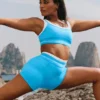 Pantalón corto de cintura High-Waist «Better Together» de Airbrush - Azul celeste/Blanco