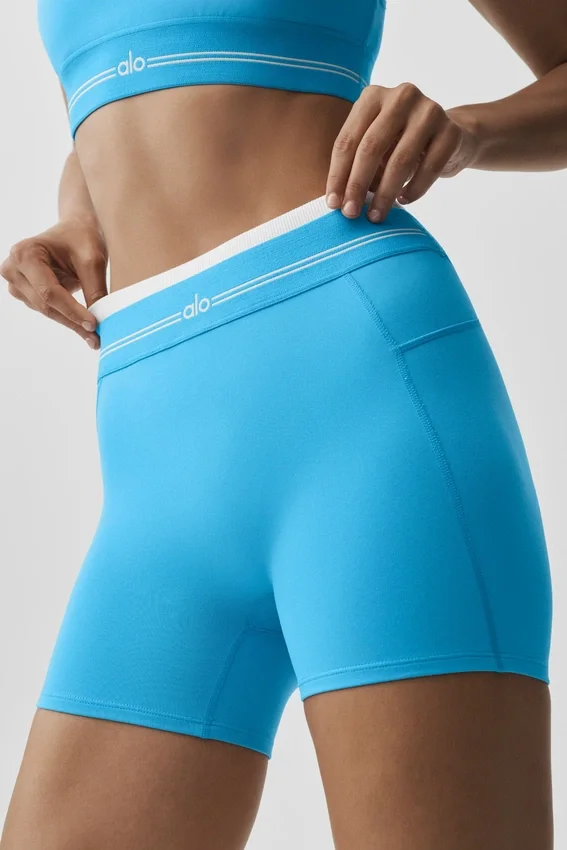 Pantalón corto de cintura High-Waist «Better Together» de Airbrush - Azul celeste/Blanco