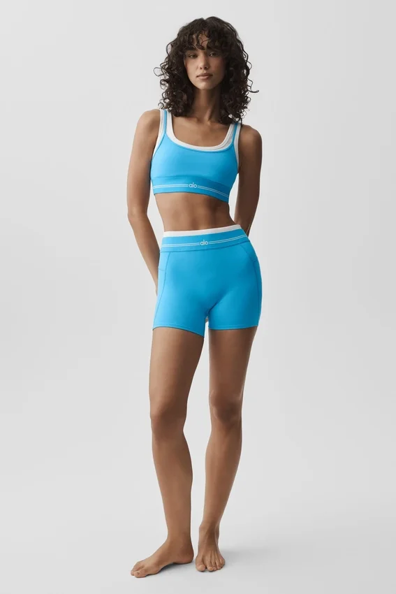 Pantalón corto de cintura High-Waist «Better Together» de Airbrush - Azul celeste/Blanco