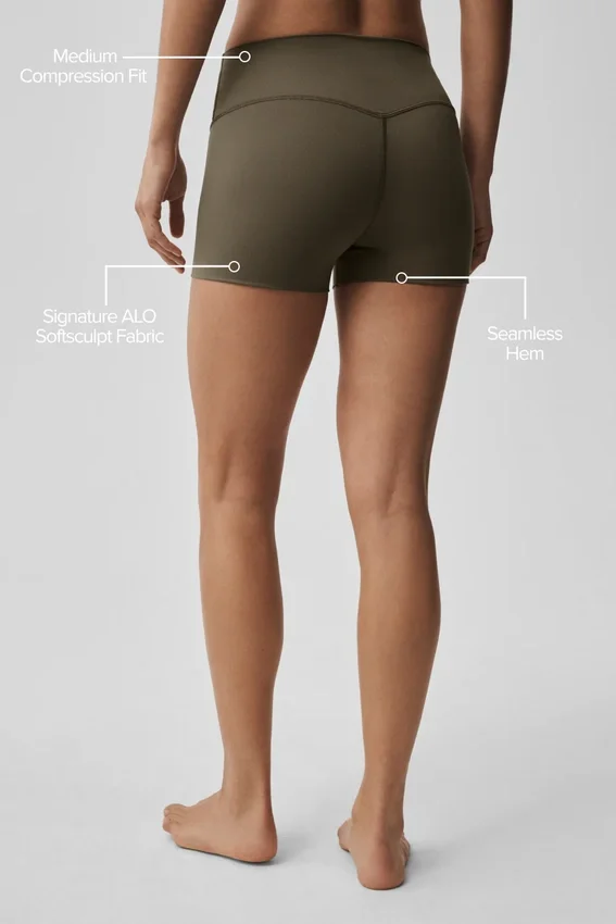 Pantalón corto de compresión de 3" Alo Softsculpt High-Waist «Precision» — Verde olivo