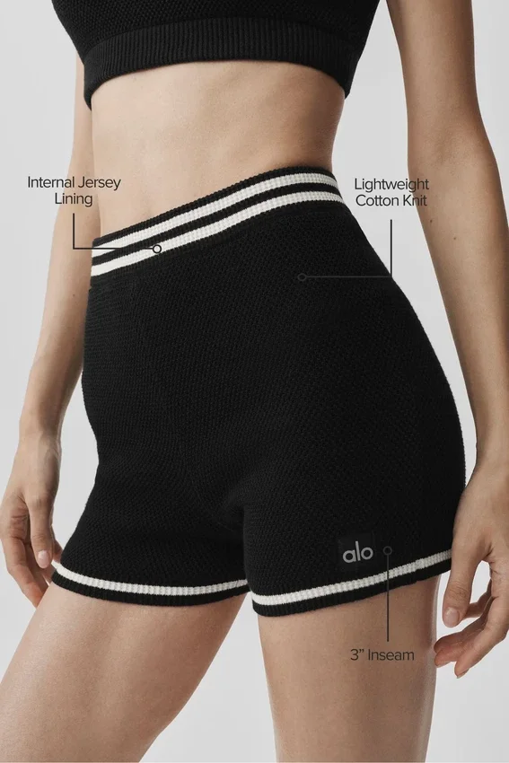Pantalón corto de punto «Tennis Club Sweater Knit» — Negro/marfil