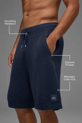 Pantalón corto de punto tipo jersé «Sports Club» de 7″ – Azul marino