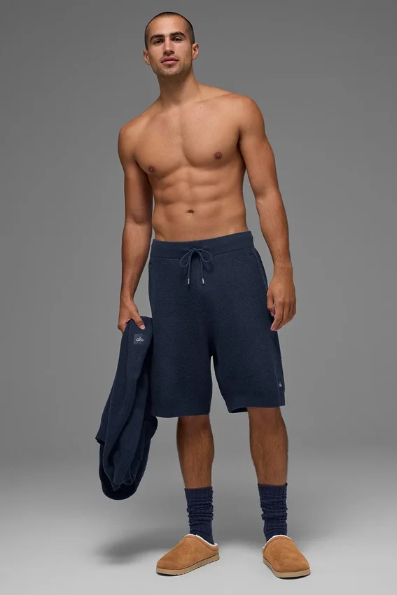 Pantalón corto de punto tipo jersé «Sports Club» de 7" - Azul marino