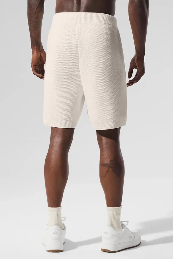 Pantalón corto de punto tipo jersé «Sports Club» de 7" – Marfil